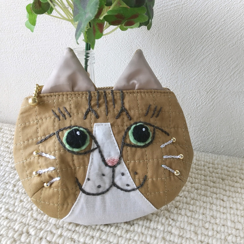 受注制作】いつまでも愛猫と一緒！お洒落猫ポーチ babyサイズ