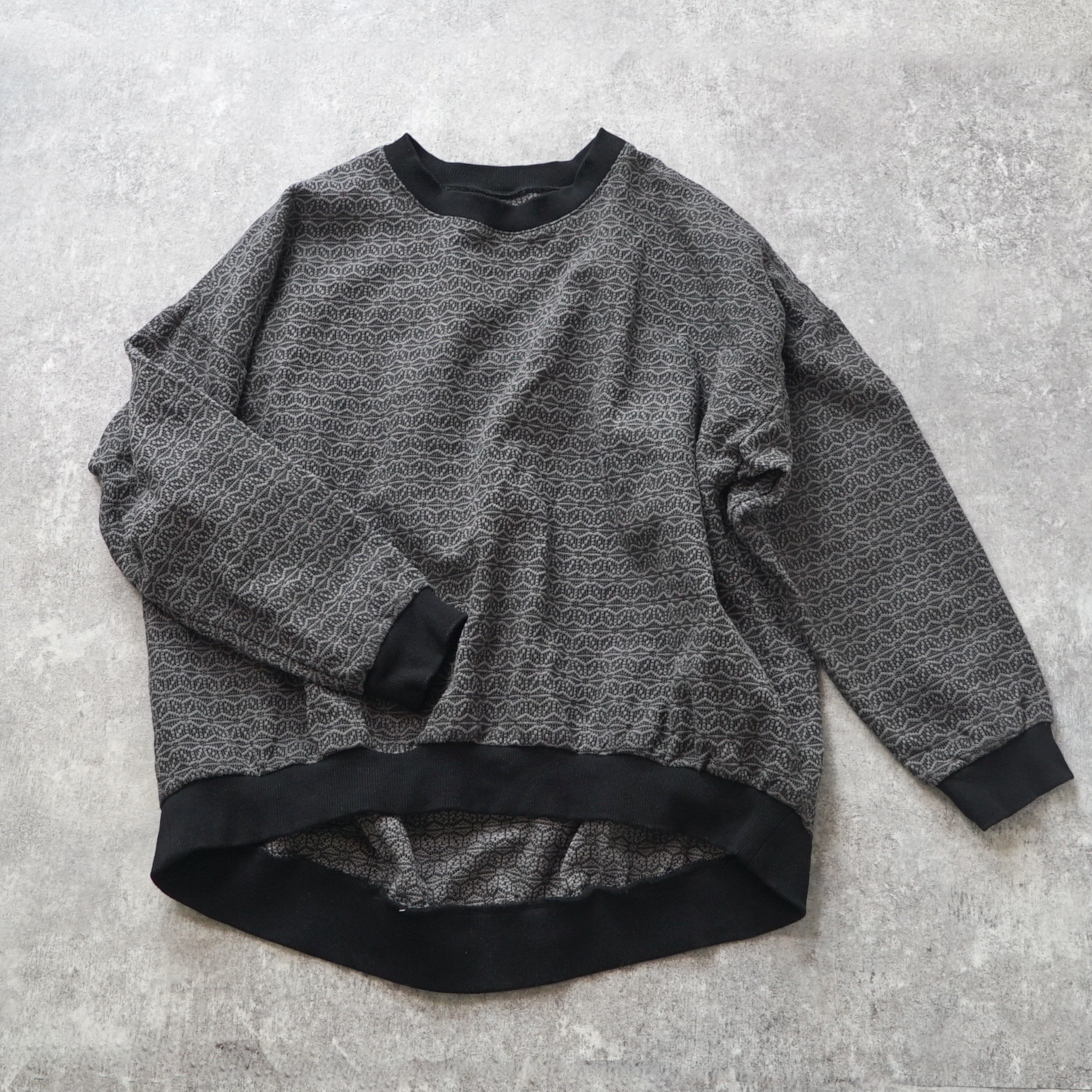 刺し子織ラウンドトレーナー/麻柄グレー/三河木綿