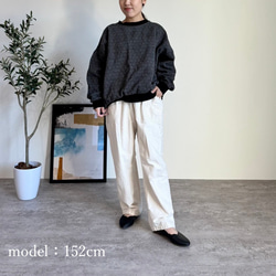 Sashiko 編織圓形運動衫/亞麻圖案橙色/三河棉 第8張的照片