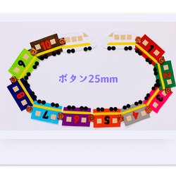 知育玩具　数字入り新幹線のボタン25mm練習 1枚目の画像