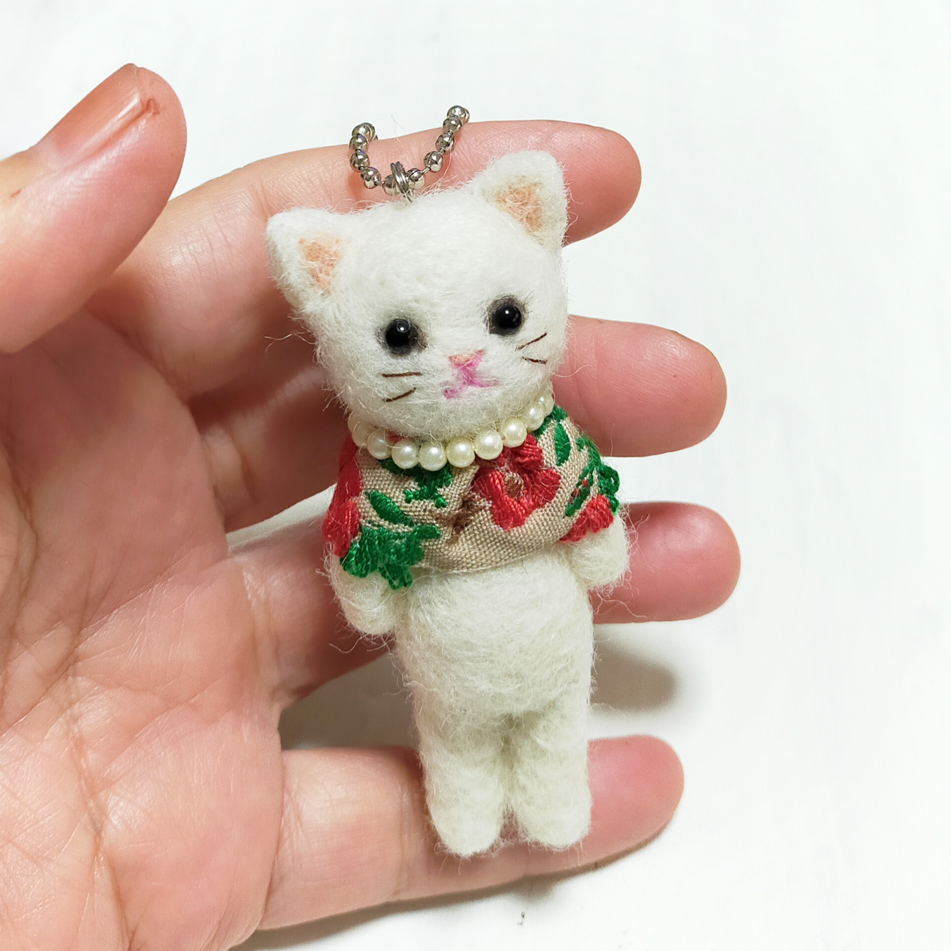 猫 羊毛フェルト シャムトラ　キーホルダー 【まるまる】