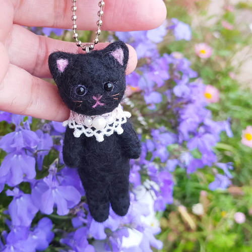 ◾受注制作子猫マスコット(黒猫)・羊毛フェルト・キーホルダー