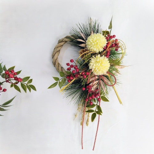 【58】フラワーリース　しめ縄　しめ縄リース　お正月飾り　しめ飾り 58】フラワーリース しめ縄 しめ縄リース お正月飾り しめ飾り 【58