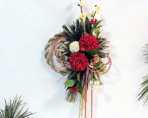 お正月 しめ縄リース レトロモダン ns628 アーティフィシャルフラワー