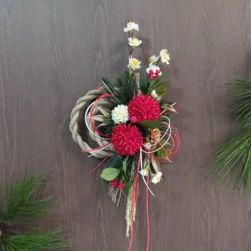 お正月 しめ縄リース レトロモダン ns628 アーティフィシャルフラワー