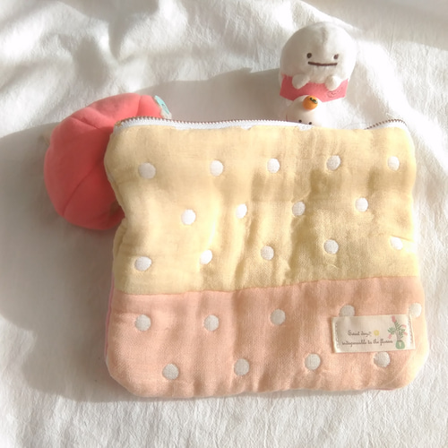 パンダくんポーチ(*ˊᗜˋ*) パッチワーク6重ガーゼfuwara