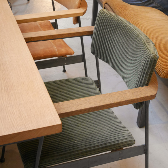 ＼送料無料／[B-ARM CHAIR]アームチェア ダイニング ファブリック 椅子 無垢材 アイアン家具-131_c- or 帆布 キャンバス ARM CHAIR ダイニング 無垢材 アイアン家具 131_c ウォールナット コーデュロイ カフェ