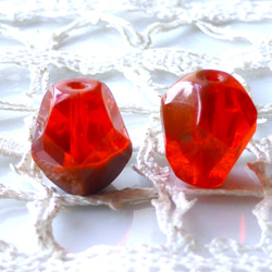 宝石カット　オレンジブラウン　チェコビーズCzech Glass Beads２個 1枚目の画像