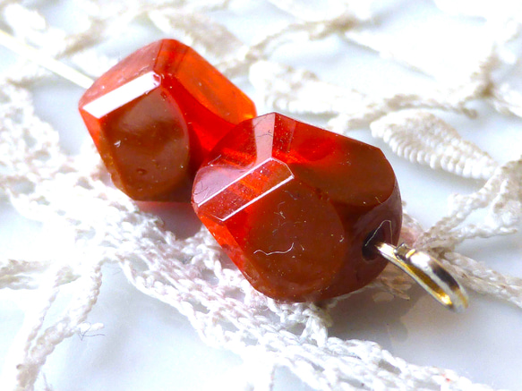 宝石カット　オレンジブラウン　チェコビーズCzech Glass Beads２個 3枚目の画像