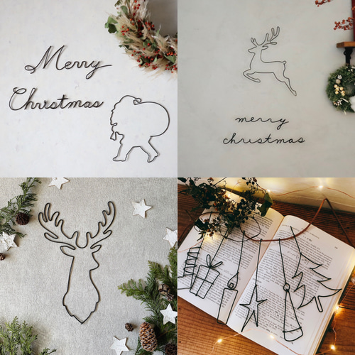 ワイヤー クリスマスツリー noel (虫ピン付属)ワイヤーアート ウォール