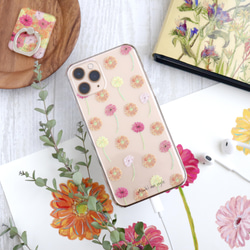 お花のクリアスマホケース　スマホリングセット　ガーベラ　全機種対応　iPhone14 Android 12枚目の画像