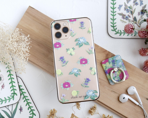 お花のクリアスマホケース 北海道の花々 全機種対応 iPhone17.Android