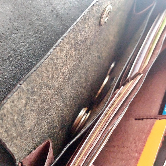 スマホが入る財布 大容量カード入れ メンズ レディース 本革 ヌメ革 サドルレザー PWW3 9枚目の画像