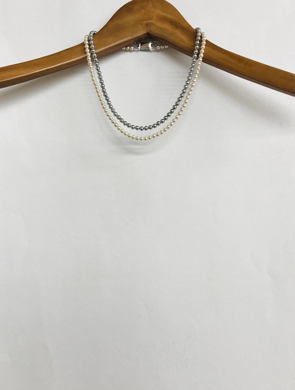 貝ベビーパール2連ネックレス/5mm約43/45cm/２カラー/made in japan 7枚目の画像