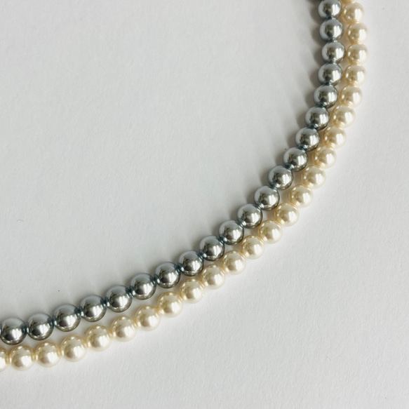 貝ベビーパール2連ネックレス/5mm約43/45cm/２カラー/made in japan 5枚目の画像