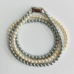 貝ベビーパール2連ネックレス/5mm約43/45cm/２カラー/made in japan 4枚目の画像