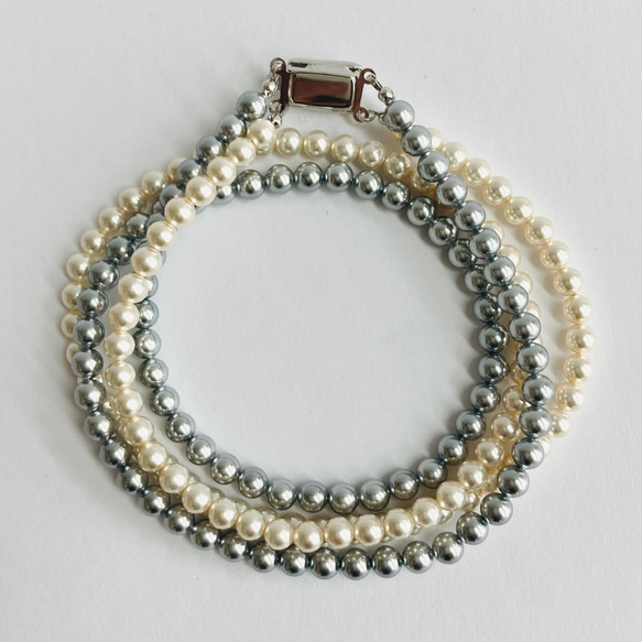貝ベビーパール2連ネックレス/5mm約43/45cm/２カラー/made in japan 4枚目の画像
