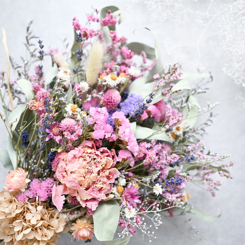 スワッグ　ドライフラワー 野の花スワッグ 40cm ドライフラワー ＜最短発送＞癒しのピンクカラー
