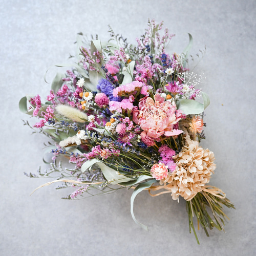野の花スワッグ 40cm ドライフラワー ＜最短発送＞癒しのピンクカラー