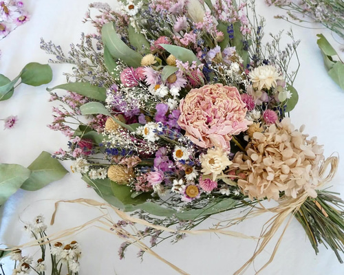 野の花スワッグ・癒しのピンクカラー＆ラベンダー・40センチ