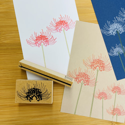 彼岸花の大き目消しゴムはんこ（持ち手付き） はんこ・スタンプ かめ