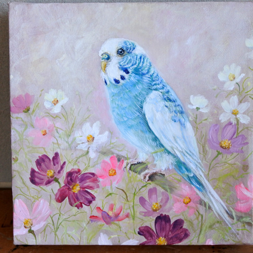 インコの油絵パネル原画1点 絵画 mimoza 通販 10662820｜Creema