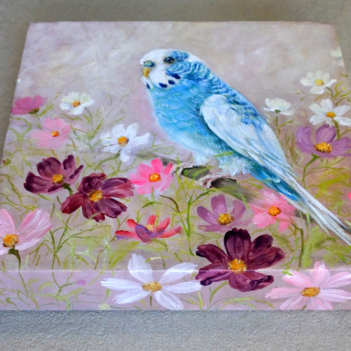 インコの油絵パネル原画1点 絵画 mimoza 通販 10662820｜Creema