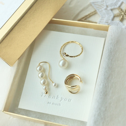 Pearl&Gold Xmas Gift Box  ［イヤーカフ・フォークリング3点セット］クリスマスコフレ 10枚目の画像