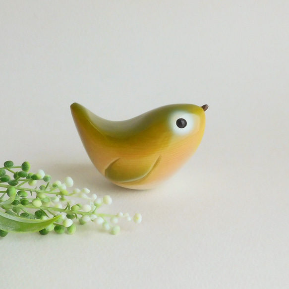 メジロ （★台付き） White-eye / wooden bird 5枚目の画像