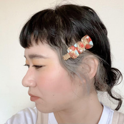 ヘアクリップ赤×水色 6枚目の画像