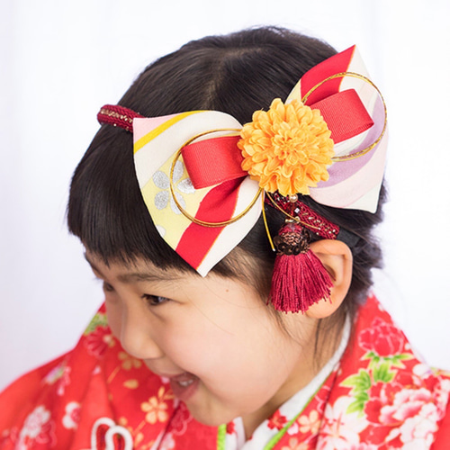 七五三　髪飾り　大正ロマンリボン　小梅ちゃんのチュールリボン 送料無料】七五三 3歳 7歳 髪飾り リボン 大正ロマン 小梅ちゃん