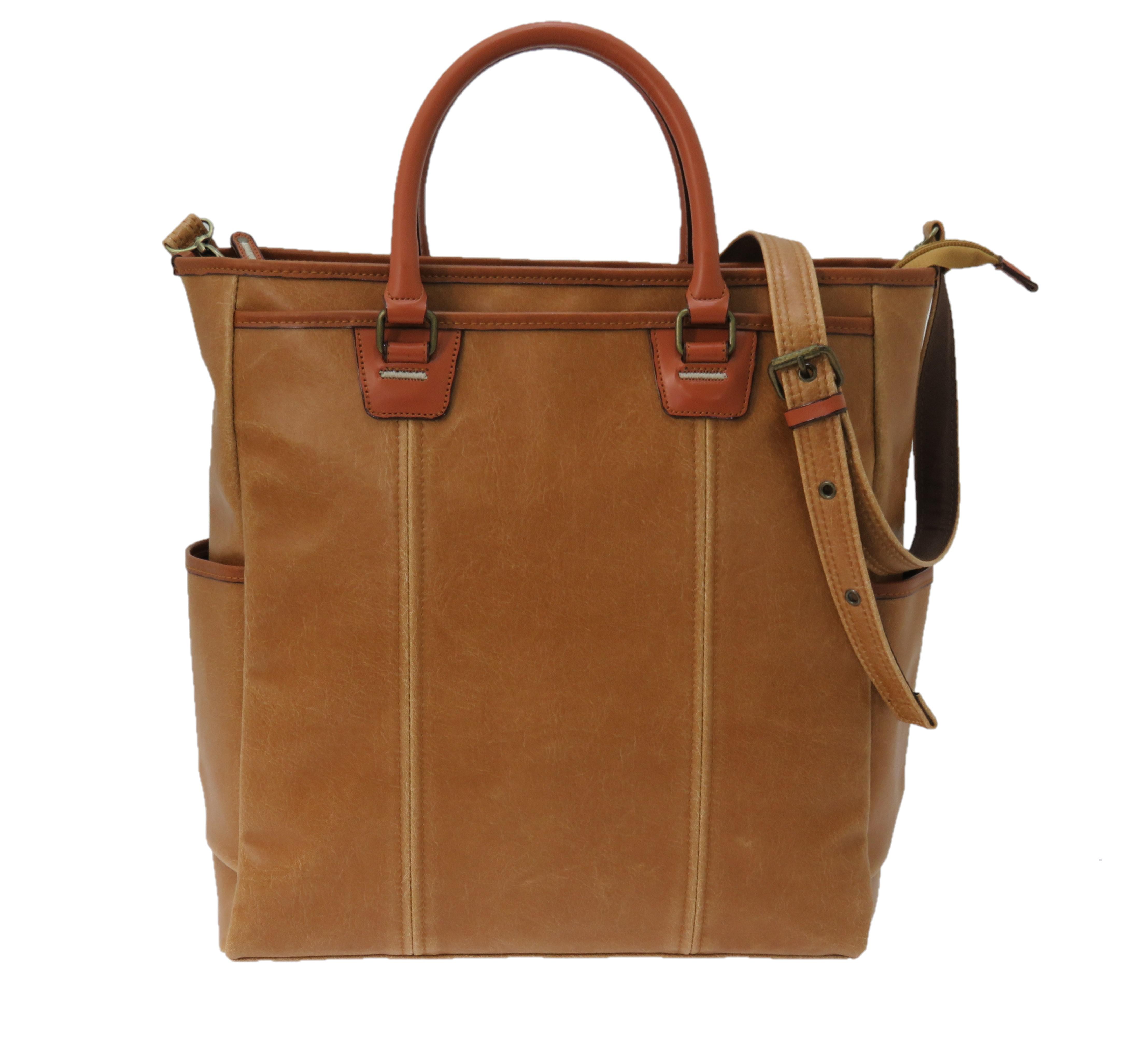 木和田　白化合皮　No.4988「レトロ 縦型トート」　日本製