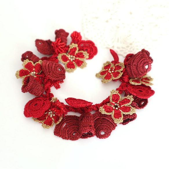 OYA crochet bracelet [BIJOU] Carnival Red 第1張的照片