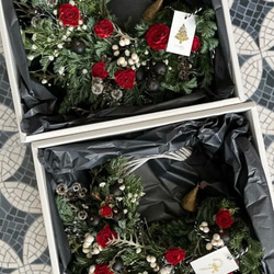 christmas wreath " rose half " フレッシュリース クリスマスリース グリーン コニファー 4枚目の画像