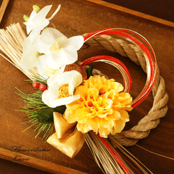 しめ縄★胡蝶蘭⑦　お正月飾り　しめ縄リース　しめ飾り　紅白 胡蝶蘭の紅白お正月しめ縄リース しめ縄・しめ飾り くれは 通販