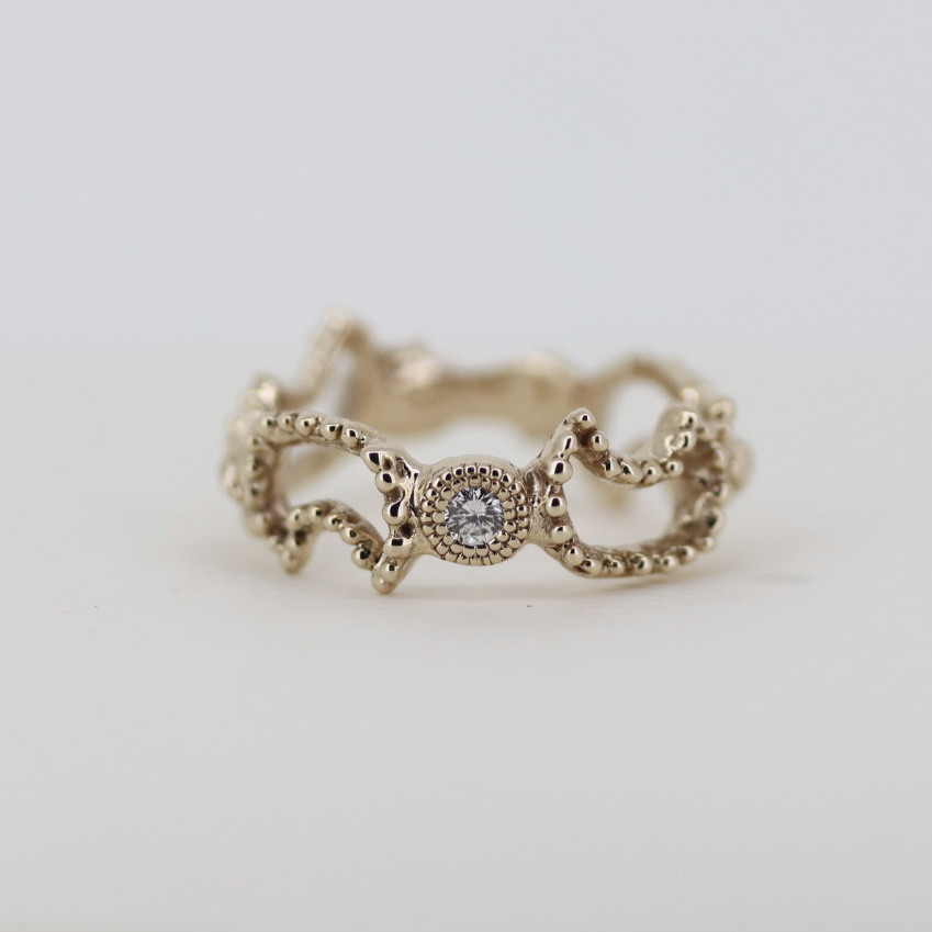 K10 ダイヤモンド プチプチネコ ゴールドリング