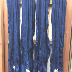 インディゴ ストール　藍染　ロープ染色　リブ織　天然素材　バイオ加工　ハンドメイド　エシカル　サスティナブル 2枚目の画像