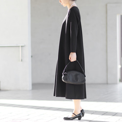 《フォーマル》洗える Aライン 長袖フレアワンピース お手入れラクラク 卒業 入学 セレモニー （ブラック）. 2枚目の画像