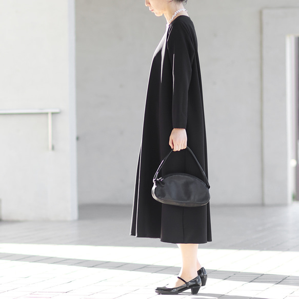 《フォーマル》洗える Aライン 長袖フレアワンピース お手入れラクラク 卒業 入学 セレモニー （ブラック）. 2枚目の画像