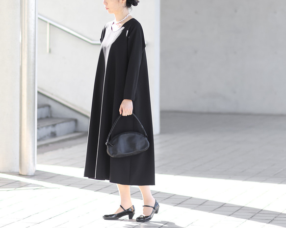 A 字喇叭連衣裙入門/畢業/正式/尺寸可變（黑色）。 第4張的照片