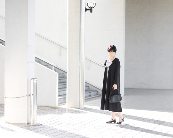 《フォーマル》洗える Aライン 長袖フレアワンピース お手入れラクラク 卒業 入学 セレモニー （ブラック）. 4枚目の画像