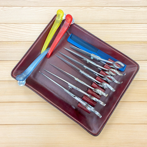 【新品未使用ビンテージ】ロリエールTA-72-3/7 TYSシザー　ケース付き シザーケース本革5丁用 -square s- |シザーケース専門店｜美容師