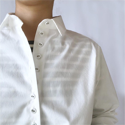 釦いっぱい シャツワンピース / 日本製タイプライター / オフホワイト  