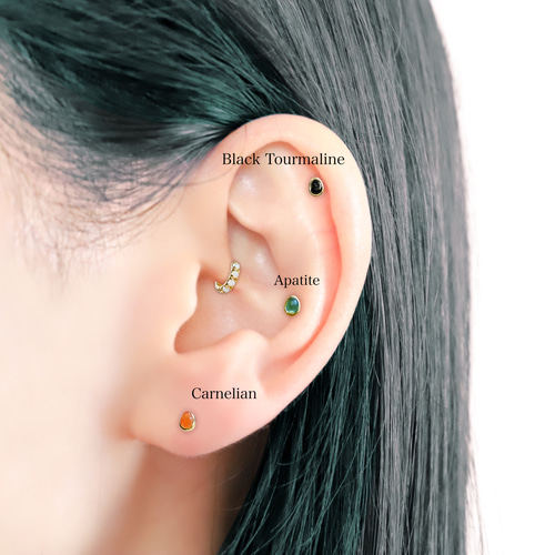 ミニチュア 天然石 ボディピアス 一点もの 軟骨ピアス 片耳 1コのお  