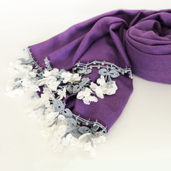 [Resale] OYA Pashmina shawl [Flower of Wind] Violet 第6張的照片