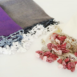[Resale] OYA Pashmina shawl [Flower of Wind] Violet 第7張的照片