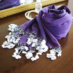 [Resale] OYA Pashmina shawl [Flower of Wind] Violet 第1張的照片