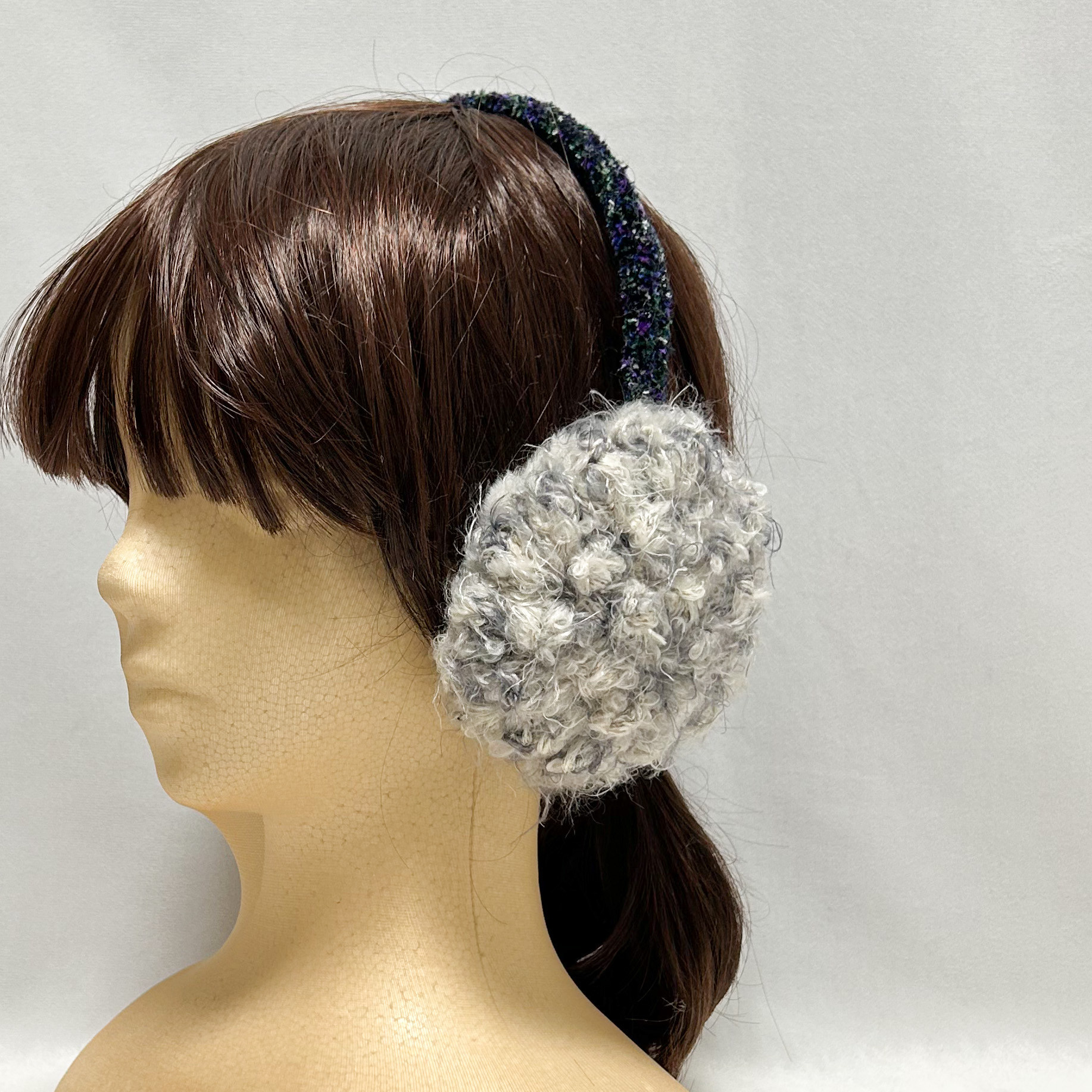 《Frost Wool》フロストウール イヤーマフ［Frost Gray／フロストグレー］手編み 冬小物 防寒 耳あて