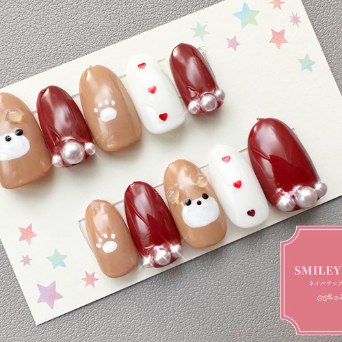 No.046】バレンタインネイルチップ♡ハート♡くま♡チョコレート No