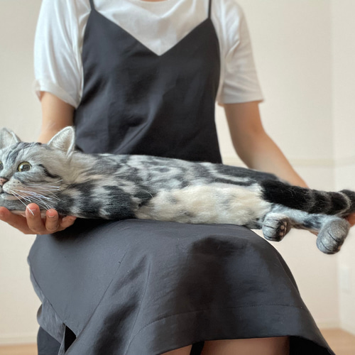 羊毛フェルト＊等身大 全身猫ちゃん 立体・オブジェ ふわねこ